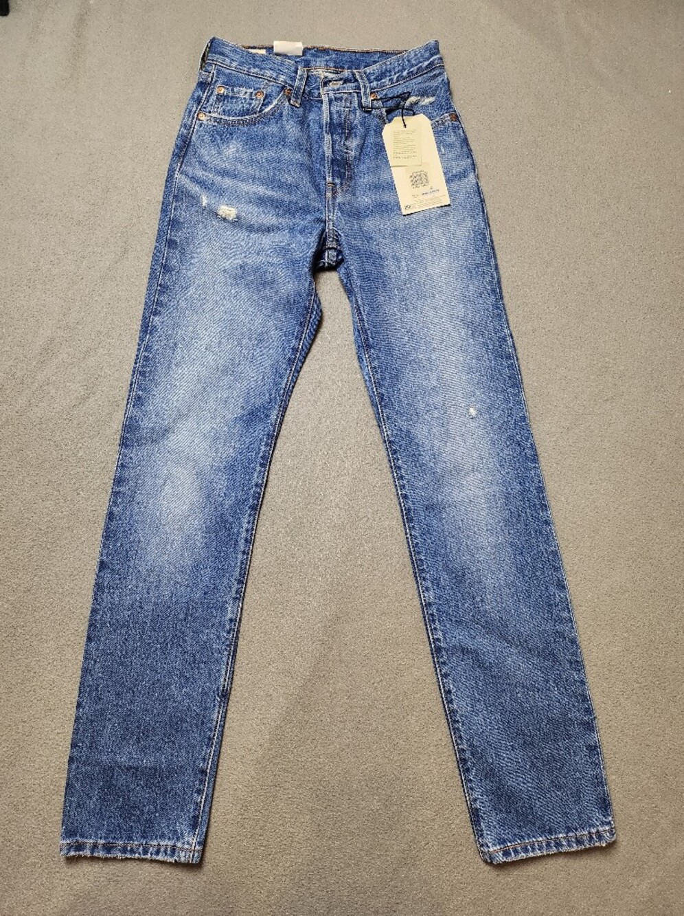 NWT Levi's 501 Original Premium Distressed Raw Hem Jeans W24 Women's